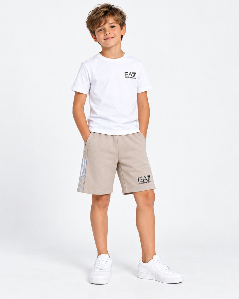 EA7 Emporio Armani Boys Logo Shorts – Beige