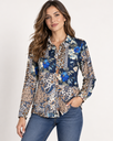Guess Women’s Patchwork Long-Sleeve Shirt – Multicolor | L