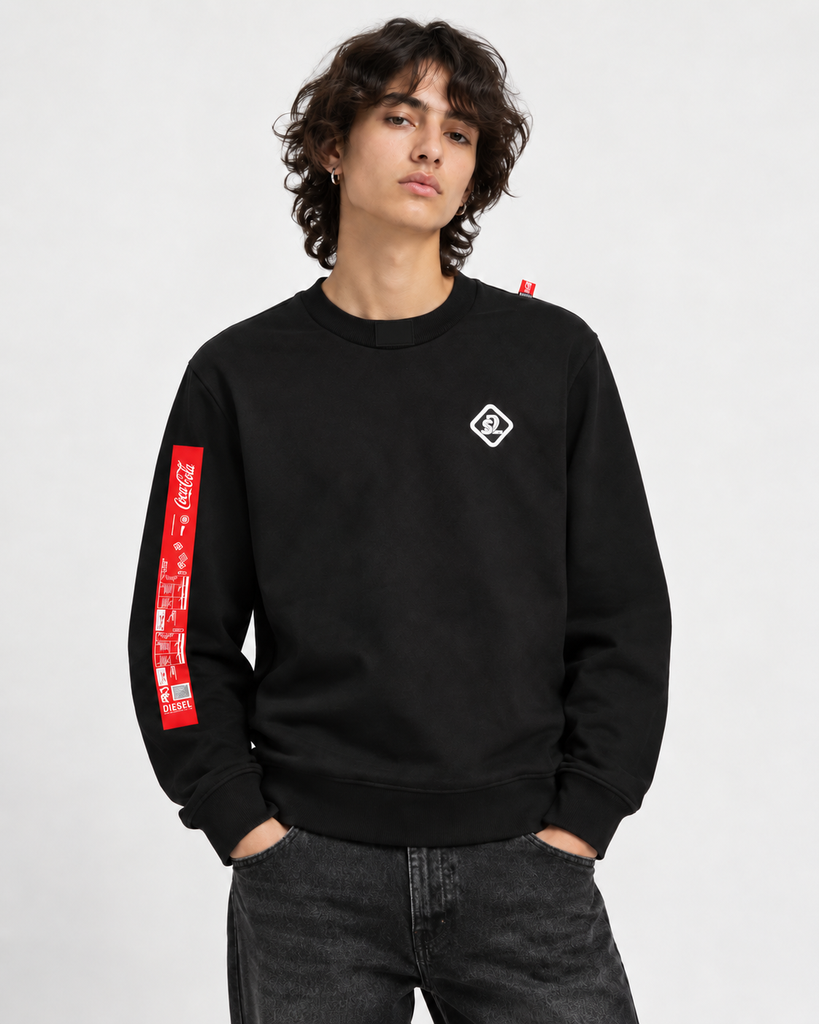 Diesel x Coca-Cola Unisex Pullover Sweatshirt – Black | XS