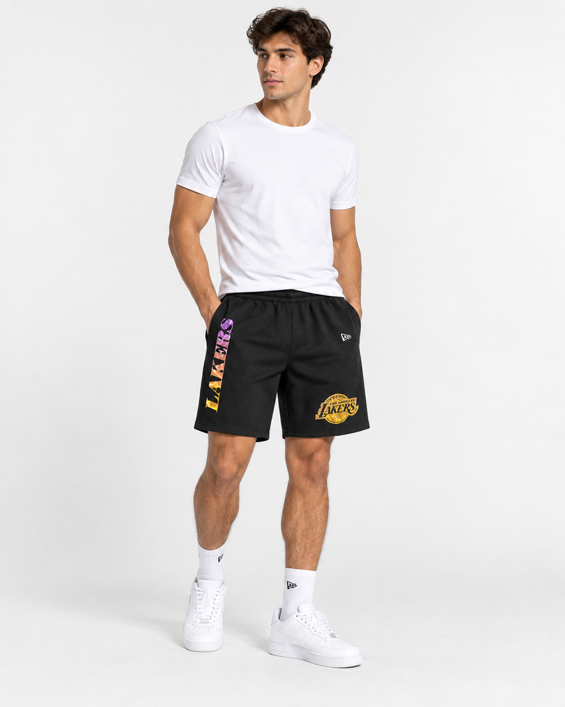 New Era Los Angeles Lakers Men’s Active Shorts – Black | L