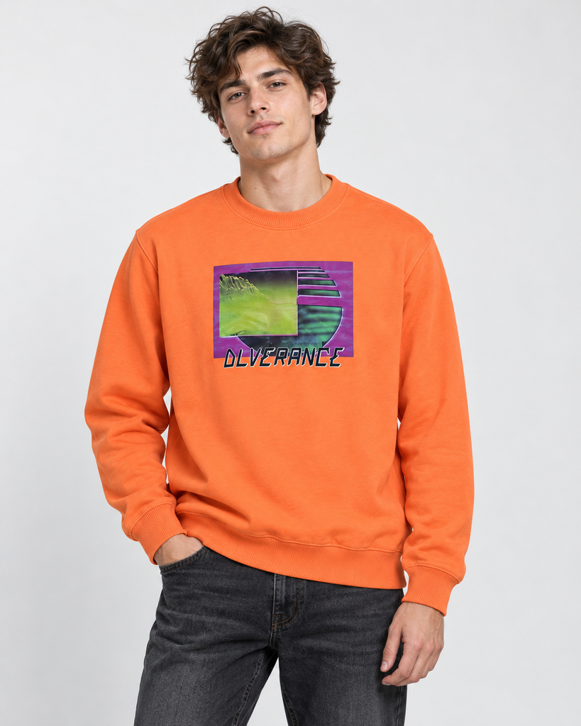 Diesel Men’s Graphic Pullover – Orange | L