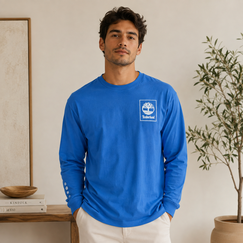 [B111] Timberland Men’s Long Sleeve Graphic T-Shirt – Medium