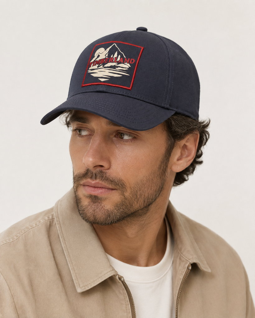 [B106] Timberland Mountain Patch Baseball Cap – Navy