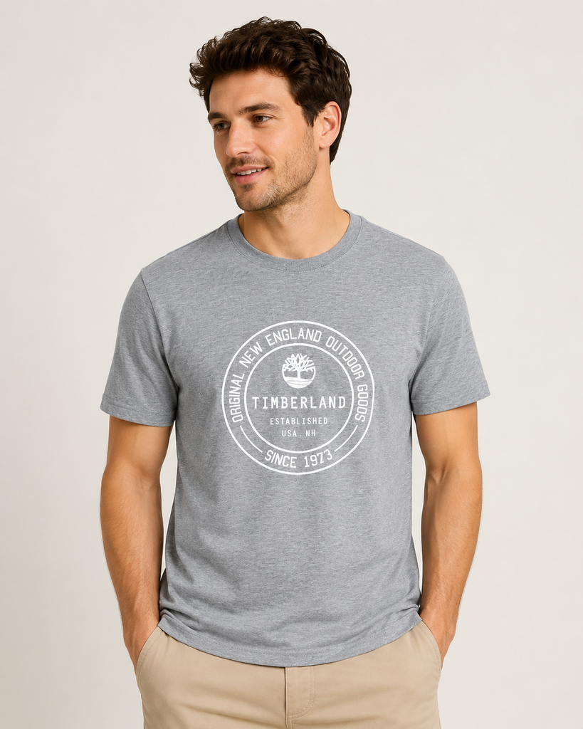 Timberland Men’s Regular Fit Graphic T-Shirt – Grey